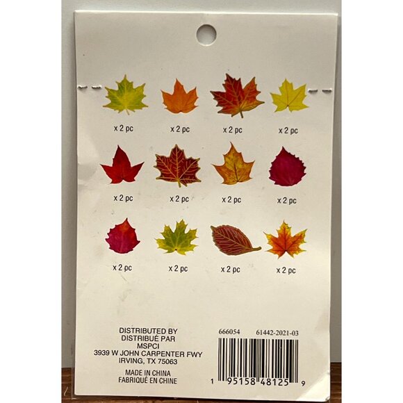 2021 MICHAELS 666054 SET OF 24 LEAF STICKERS FALL AUTUMN MAPLE EMBELLISHMENT - Picture 2 of 4